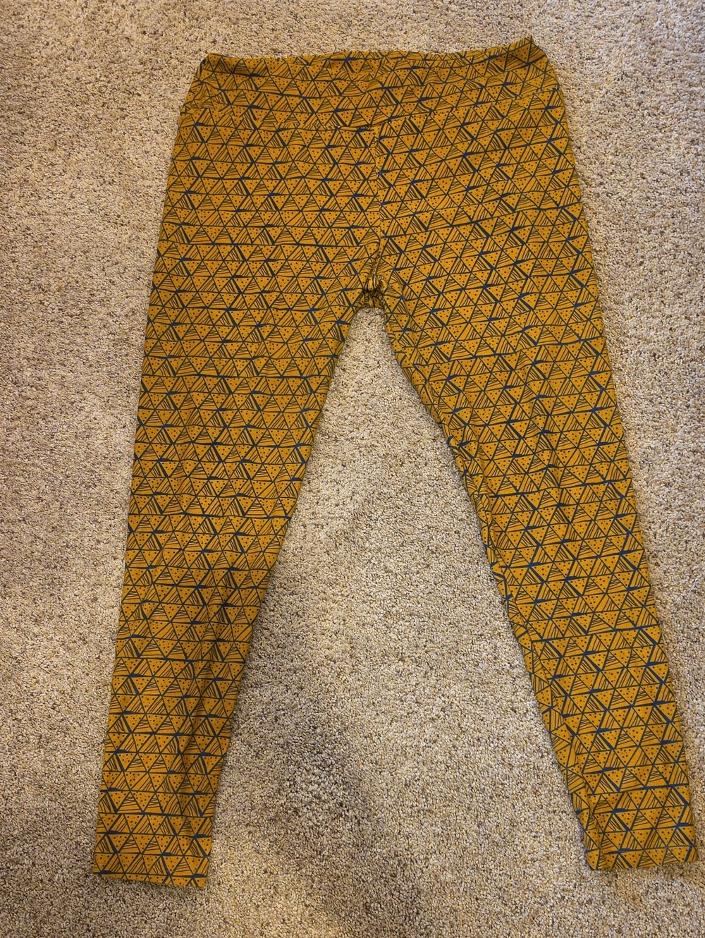LuLaRoe Mustard Yellow Geometric Print Leggings